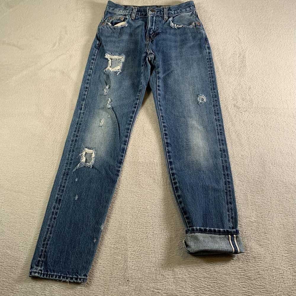 Levi's 505‎ Selvedge Distressed Denim Jeans Mens 26x29 Vintage Style Levis